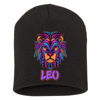 Colorful Abstract Lion Leo Zodiac Short Acrylic Beanie