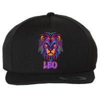 Colorful Abstract Lion Leo Zodiac Wool Snapback Cap