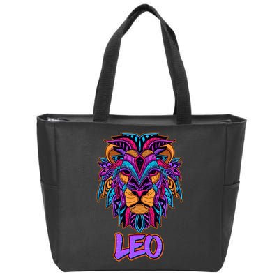 Colorful Abstract Lion Leo Zodiac Zip Tote Bag