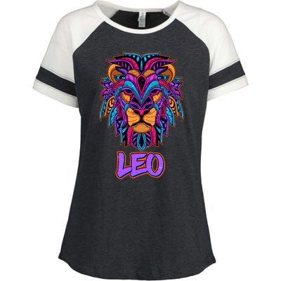 Colorful Abstract Lion Leo Zodiac Enza Ladies Jersey Colorblock Tee