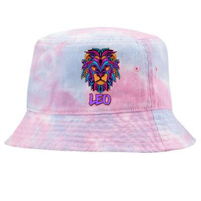 Colorful Abstract Lion Leo Zodiac Tie-Dyed Bucket Hat