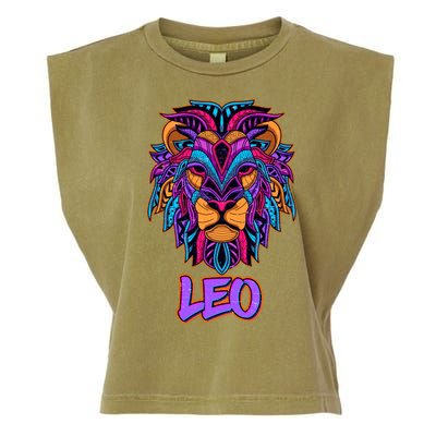 Colorful Abstract Lion Leo Zodiac Garment-Dyed Women's Muscle Tee