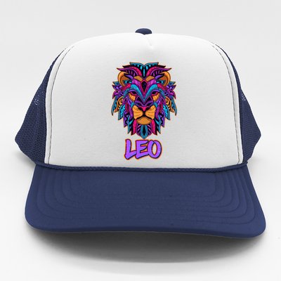 Colorful Abstract Lion Leo Zodiac Trucker Hat