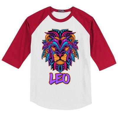 Colorful Abstract Lion Leo Zodiac Kids Colorblock Raglan Jersey