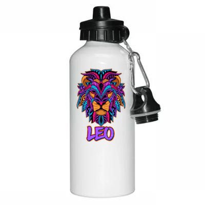 Colorful Abstract Lion Leo Zodiac Aluminum Water Bottle