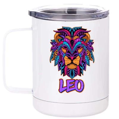 Colorful Abstract Lion Leo Zodiac 12 oz Stainless Steel Tumbler Cup