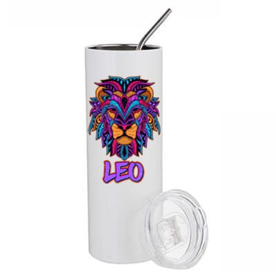 Colorful Abstract Lion Leo Zodiac Stainless Steel Tumbler