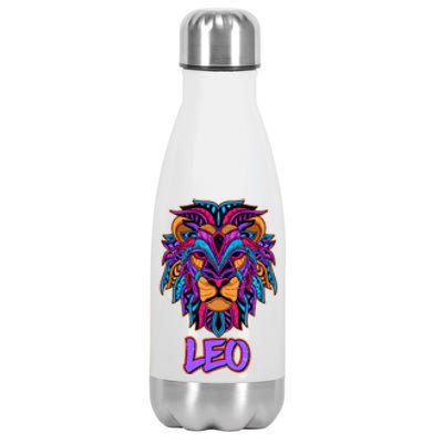 Colorful Abstract Lion Leo Zodiac Stainless Steel Insulated Water Bottle