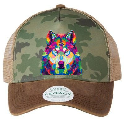 Colorful Abstract Wolf Legacy Tie Dye Trucker Hat