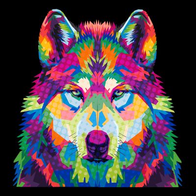 Colorful Abstract Wolf T-Shirt