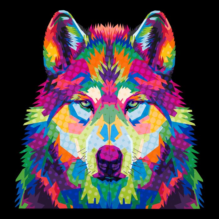Colorful Abstract Wolf Womens Tank Top