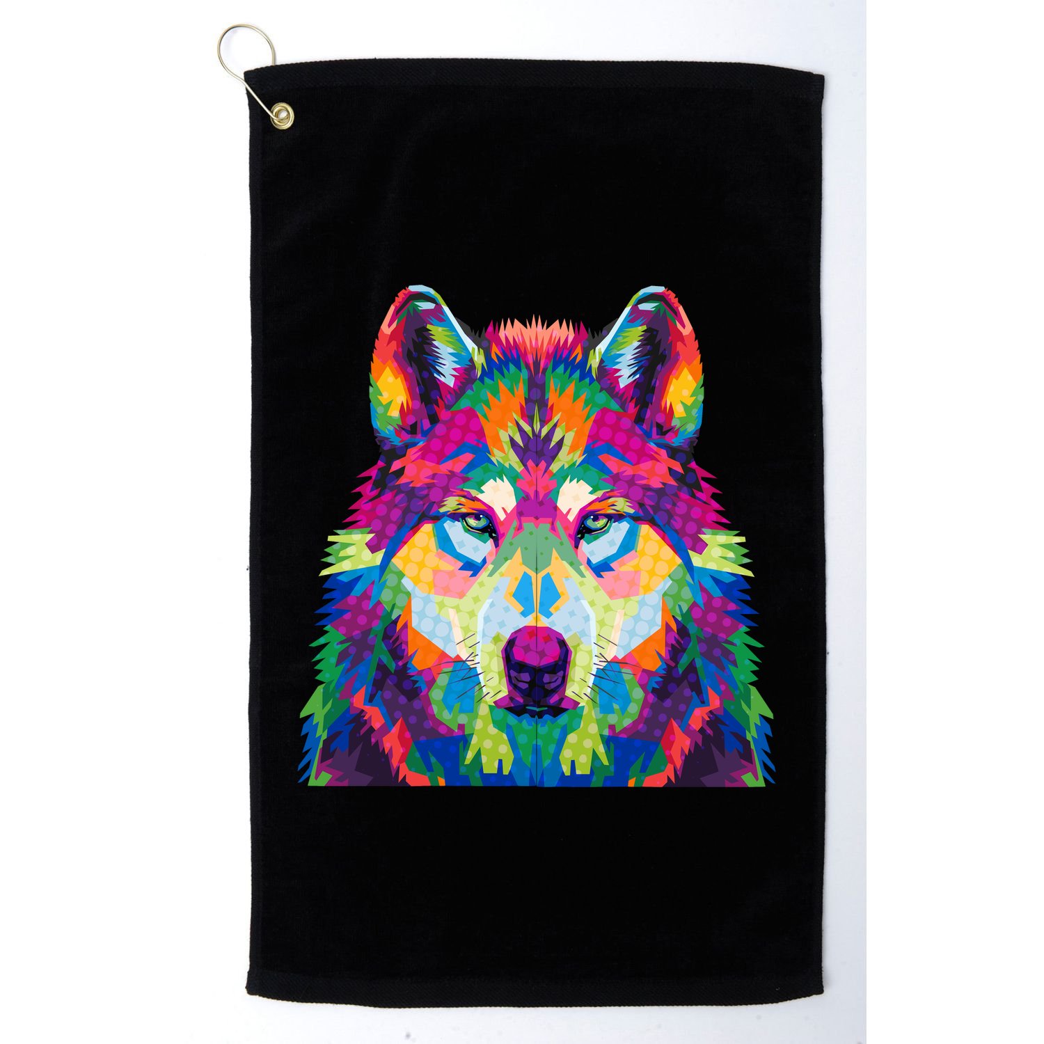 Colorful Abstract Wolf Golf Towel