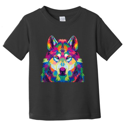 Colorful Abstract Wolf Toddler T-Shirt