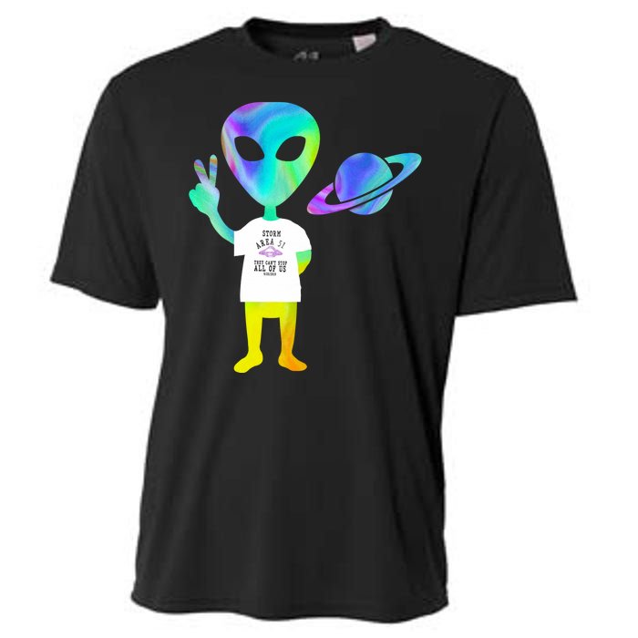 Colorful Alien Storm Area 51 Funny Cooling Performance Crew T-Shirt