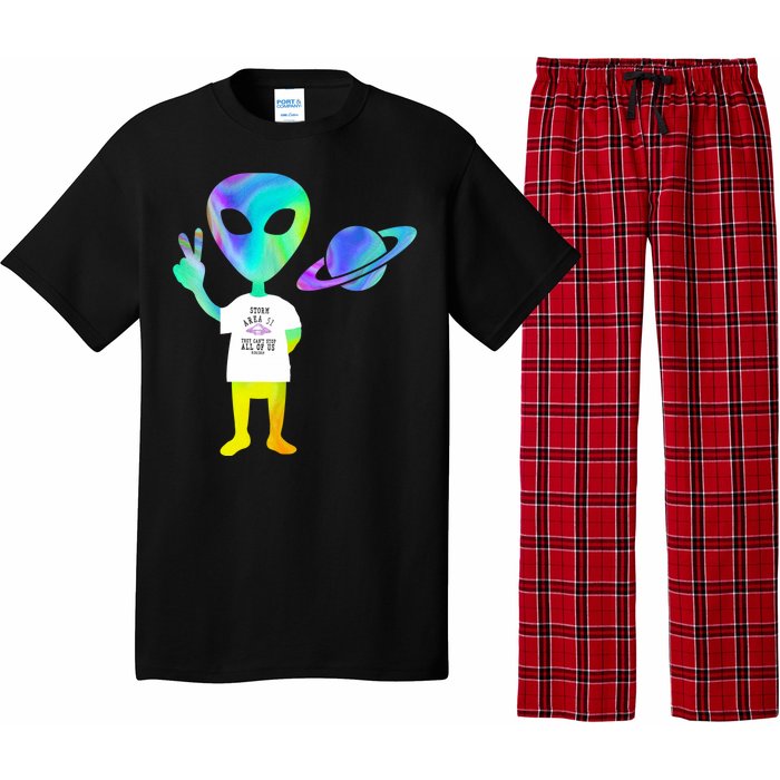 Colorful Alien Storm Area 51 Funny Pajama Set