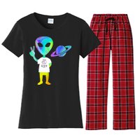 Colorful Alien Storm Area 51 Funny Women's Flannel Pajama Set