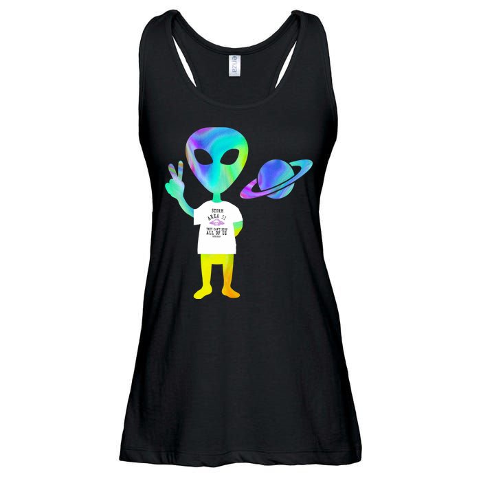 Colorful Alien Storm Area 51 Funny Ladies Essential Flowy Tank