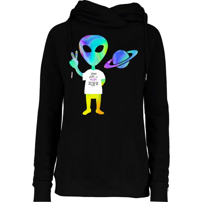 Colorful Alien Storm Area 51 Funny Womens Funnel Neck Pullover Hood