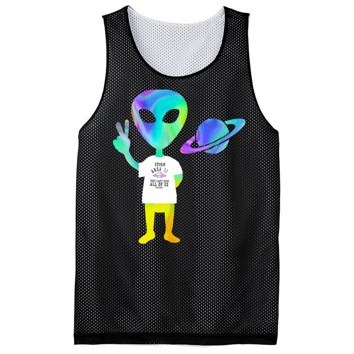 Colorful Alien Storm Area 51 Funny Mesh Reversible Basketball Jersey Tank