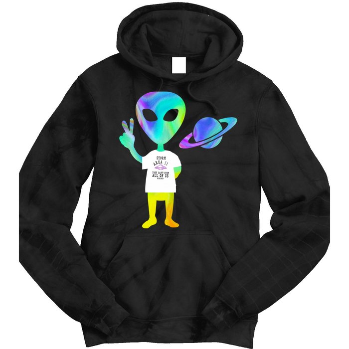 Colorful Alien Storm Area 51 Funny Tie Dye Hoodie