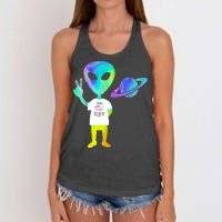 Colorful Alien Storm Area 51 Funny Women's Knotted Racerback Tank