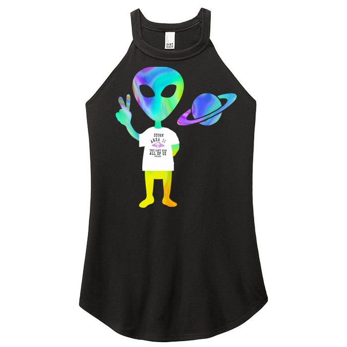 Colorful Alien Storm Area 51 Funny Women's Perfect Tri Rocker Tank