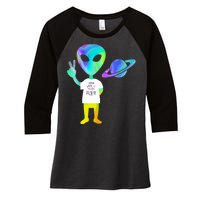 Colorful Alien Storm Area 51 Funny Women's Tri-Blend 3/4-Sleeve Raglan Shirt