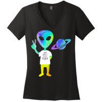 Colorful Alien Storm Area 51 Funny Women's V-Neck T-Shirt