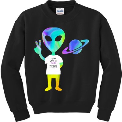Colorful Alien Storm Area 51 Funny Kids Sweatshirt