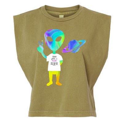 Colorful Alien Storm Area 51 Funny Garment-Dyed Women's Muscle Tee