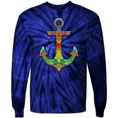 Colorful Anchor Tie-Dye Long Sleeve Shirt