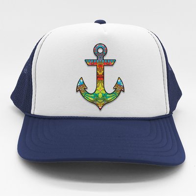 Colorful Anchor Trucker Hat