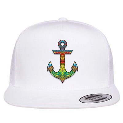 Colorful Anchor Flat Bill Trucker Hat