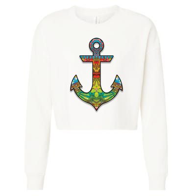 Colorful Anchor Cropped Pullover Crew