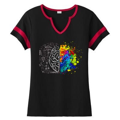 Colorful Art and Science Of The Brain Ladies Halftime Notch Neck Tee