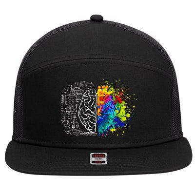 Colorful Art and Science Of The Brain 7 Panel Mesh Trucker Snapback Hat