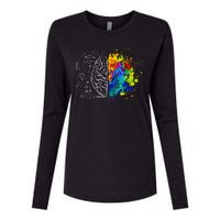 Colorful Art and Science Of The Brain Womens Cotton Relaxed Long Sleeve T-Shirt