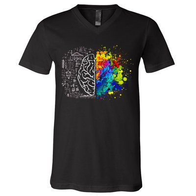Colorful Art and Science Of The Brain V-Neck T-Shirt