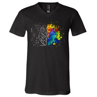 Colorful Art and Science Of The Brain V-Neck T-Shirt