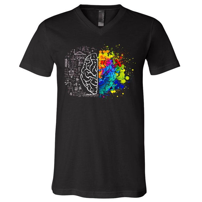 Colorful Art and Science Of The Brain V-Neck T-Shirt