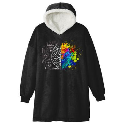 Colorful Art and Science Of The Brain Hooded Wearable Blanket