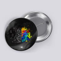 Colorful Art and Science Of The Brain Button