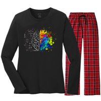 Colorful Art and Science Of The Brain Women's Long Sleeve Flannel Pajama Set 