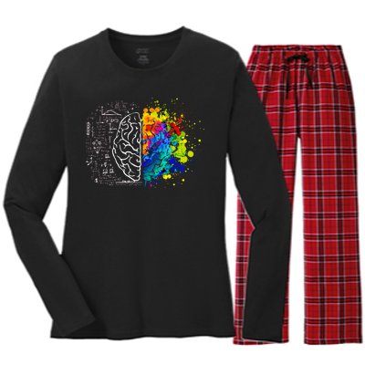 Colorful Art and Science Of The Brain Women's Long Sleeve Flannel Pajama Set 