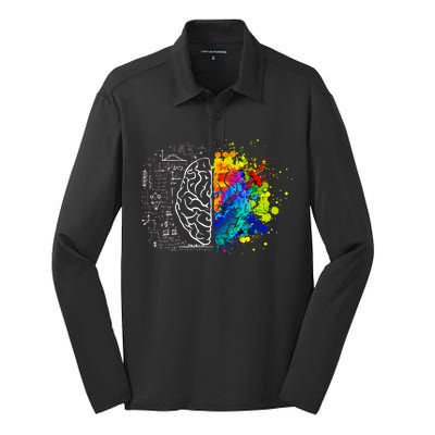 Colorful Art and Science Of The Brain Silk Touch Performance Long Sleeve Polo