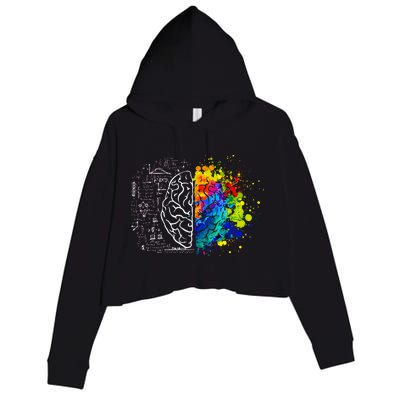 Colorful Art and Science Of The Brain Crop Fleece Hoodie