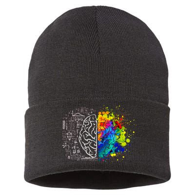 Colorful Art and Science Of The Brain Sustainable Knit Beanie