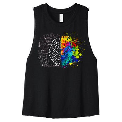 Colorful Art and Science Of The Brain Women's Racerback Cropped Tank