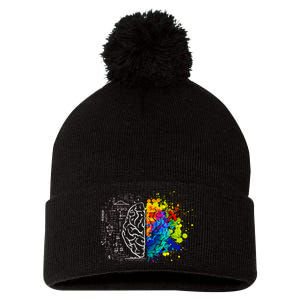 Colorful Art and Science Of The Brain Pom Pom 12in Knit Beanie