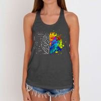 Colorful Art and Science Of The Brain Women's Knotted Racerback Tank